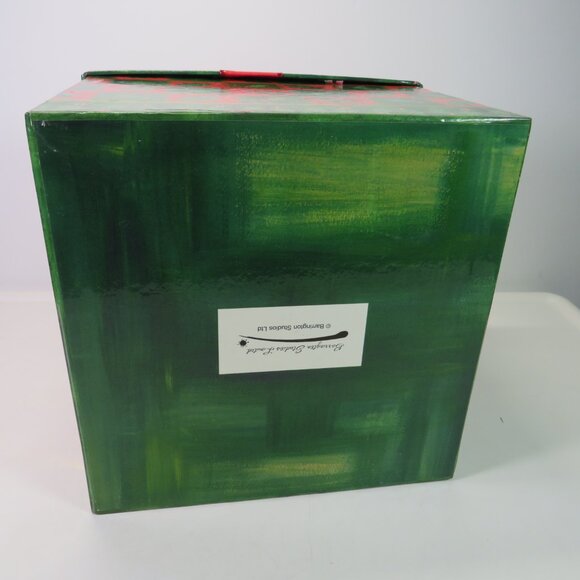 Red and Green Holly gift box w wired ribbon bow Christmas Holiday - Picture 3 of 6